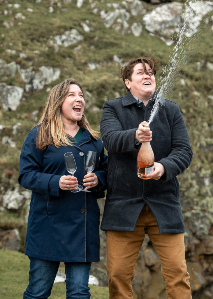 couple celebrating their engagement on the Isle of Skye
